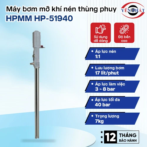 Đầu bơm mỡ khí nén thùng phuy HPMM HP-51940 2
