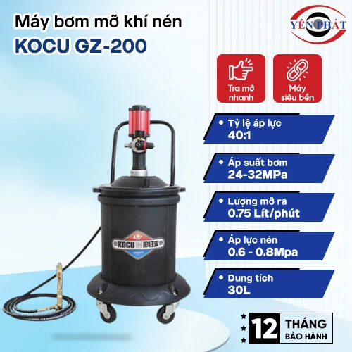 Máy bơm mỡ khí nén Kocu GZ-200 (30 lít) 2