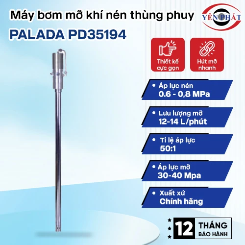 Máy bơm mỡ khí nén thùng phuy Palada PD35194 2