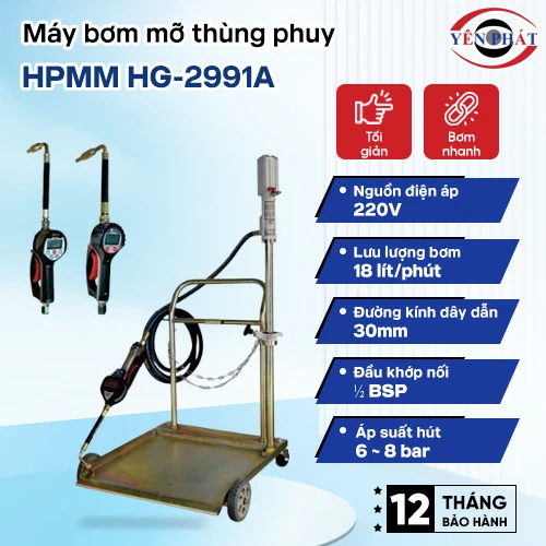 Bơm mỡ thùng phuy giá rẻ HPMM HG-2991A 2