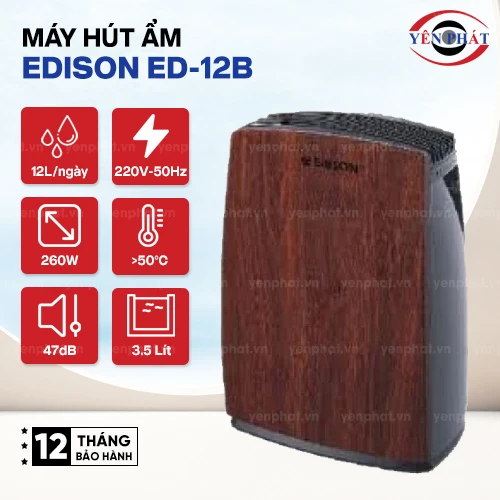 Máy hút ẩm Edison ED-12B (Vỏ vân gỗ) 2