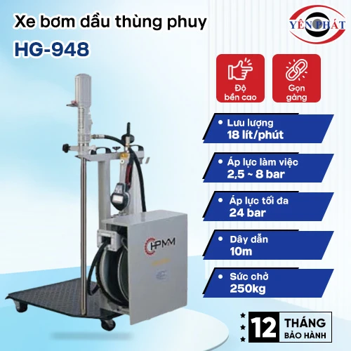 Xe bơm dầu thùng phuy có đồng hồ định lượng HG-948 2