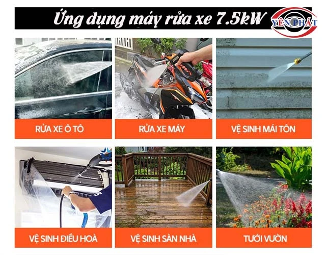 ứng dụng máy rửa xe 7.5kW