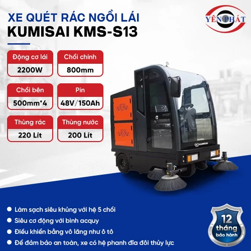 Xe quét rác công nghiệp ngồi lái Kumisai KMS-S13 2