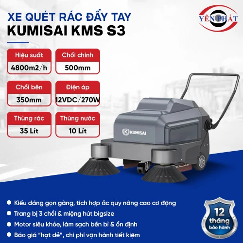 Xe quét rác đẩy tay công nghiệp Kumisai KMS S3 2