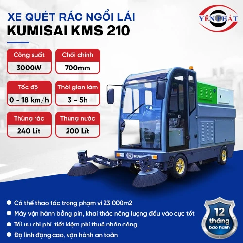 Xe quét rác công nghiệp ngồi lái Kumisai KMS 210 2