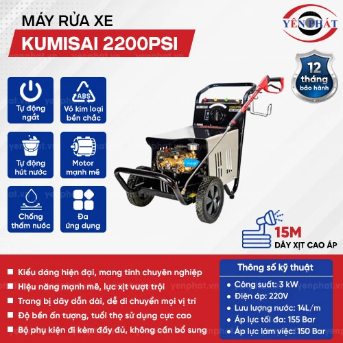 Máy rửa xe cao áp Kumisai 2200PSI 2