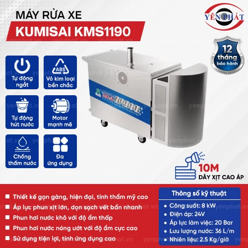 Máy rửa xe hơi nước nóng Kumisai KMS1190 2