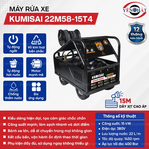 Máy rửa xe ô tô công suất lớn Kumisai 22M58-15T4 (15Kw) 2