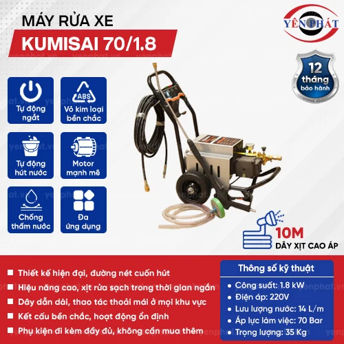 Máy phun rửa xe chuyên nghiệp Kumisai 70/1.8 2