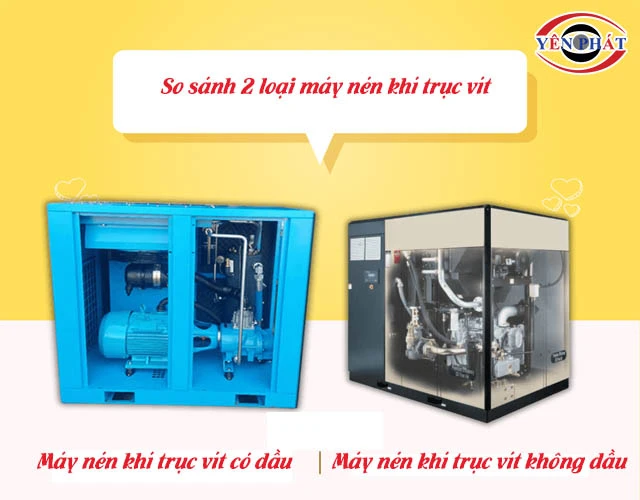 So sánh máy nén khí trục vít không dầu và có dầu