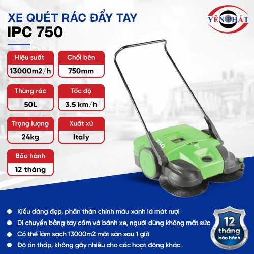 Xe quét rác đường đẩy tay IPC 750 2