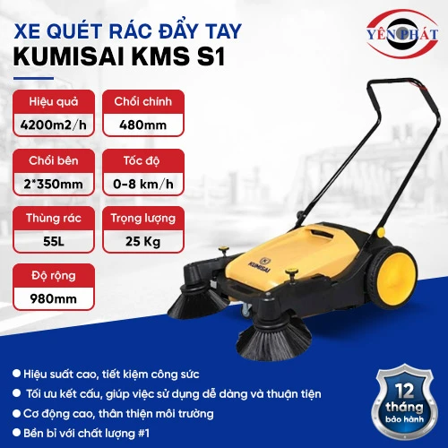 Xe quét rác đẩy tay mini Kumisai KMS S1 2