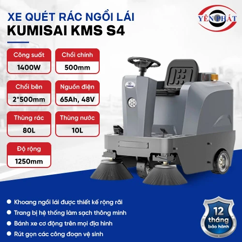 Xe quét rác công nghiệp ngồi lái Kumisai KMS S4 2