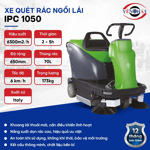 Xe quét rác đường ngồi lái công nghiệp IPC 1050 2