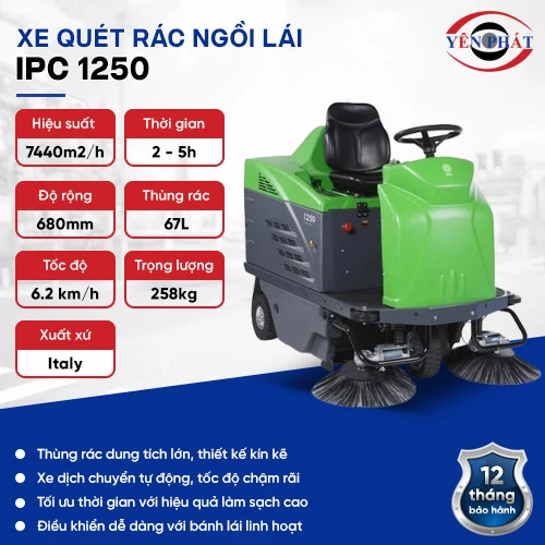Xe quét rác đường ngồi lái công nghiệp IPC 1250 2