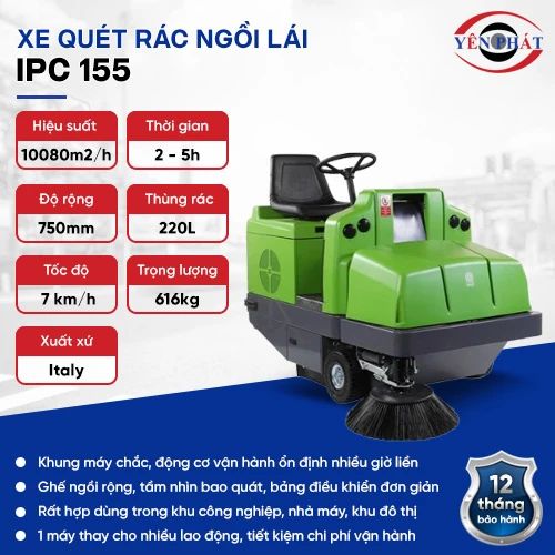Xe quét rác đường ngồi lái công nghiệp IPC 155 2