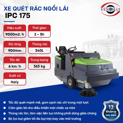Xe quét rác đường ngồi lái công nghiệp IPC 175 2