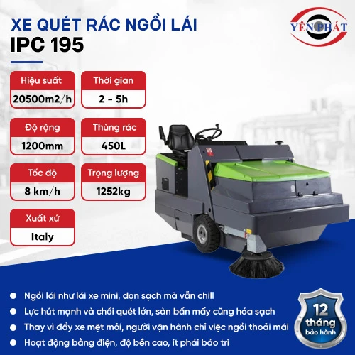 Xe quét rác đường ngồi lái công nghiệp IPC 195 2
