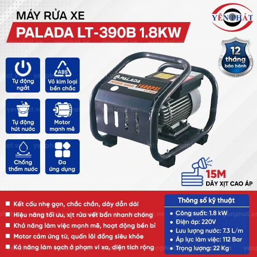Máy rửa xe áp lực cao Palada LT-390B 1.8KW 2