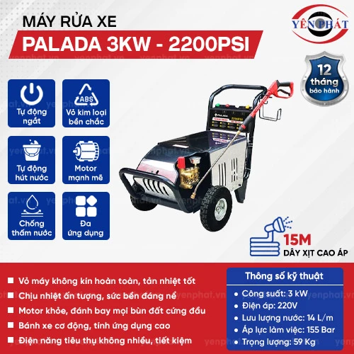 Máy rửa xe chính hãng Palada 3KW - 2200PSI 2