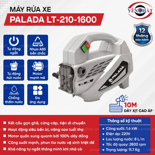 Máy rửa xe máy chuyên nghiệp Palada LT-210-1600 2