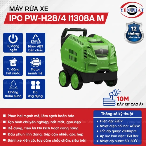 Máy rửa xe nước nóng IPC PW-H28/4 I1308A M (4 bánh, vỏ nhựa) 2