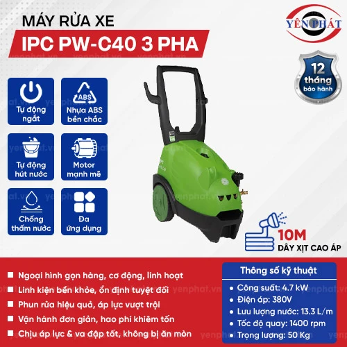 Máy xịt rửa xe ô tô chuyên nghiệp IPC PW-C40 3 pha 2