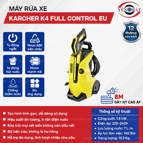 Máy bơm rửa xe tại nhà Karcher K4 Full Control EU 2