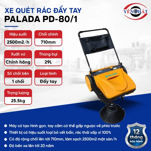 Xe quét rác đường đẩy tay Palada PD-80/1 2