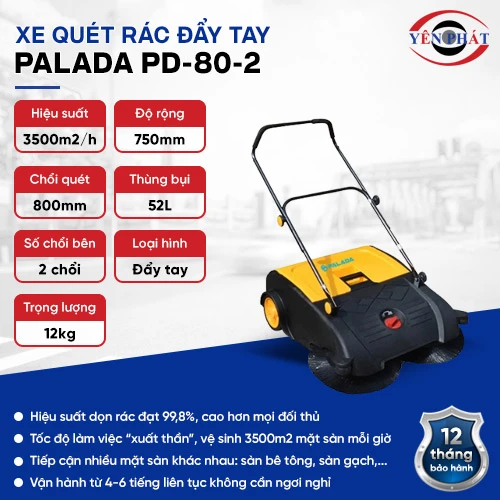 Xe quét rác đường đẩy tay Palada PD-80-2 2