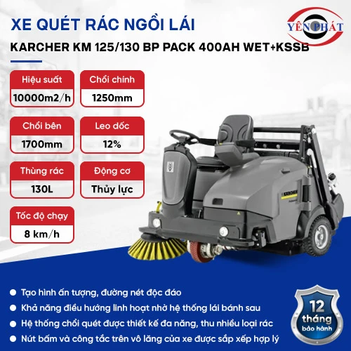 Xe quét rác đường ngồi lái Karcher KM 125/130 Bp Pack 400Ah wet+KSSB 2