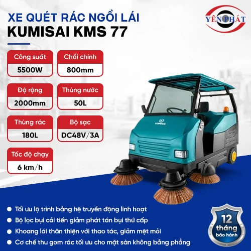 Xe quét rác công nghiệp ngồi lái Kumisai KMS 77 2