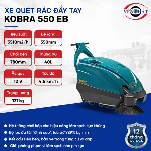 Xe quét rác nhà xưởng đẩy tay Kobra 550 EB 2