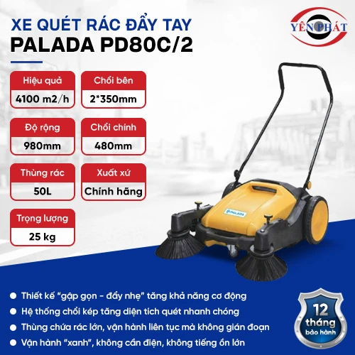 Xe quét rác đường đẩy tay Palada PD80C/2 2