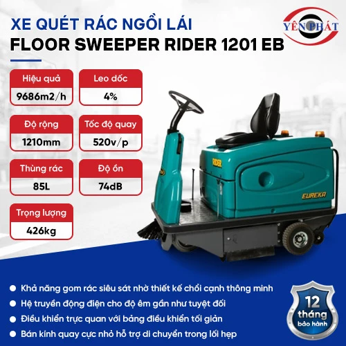 Xe quét rác ngồi lái công nghiệp Floor sweeper Rider 1201 EB 2