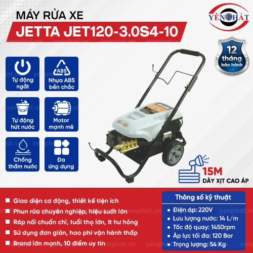 Máy phun rửa áp lực cao Jetta JET120-3.0S4-10 2