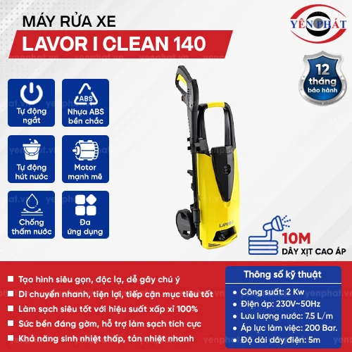 Máy phun rửa xe máy áp lực cao Lavor I Clean 140 2