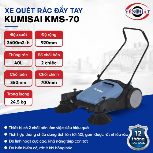 Xe quét rác đường đẩy tay mini Kumisai KMS-70 2