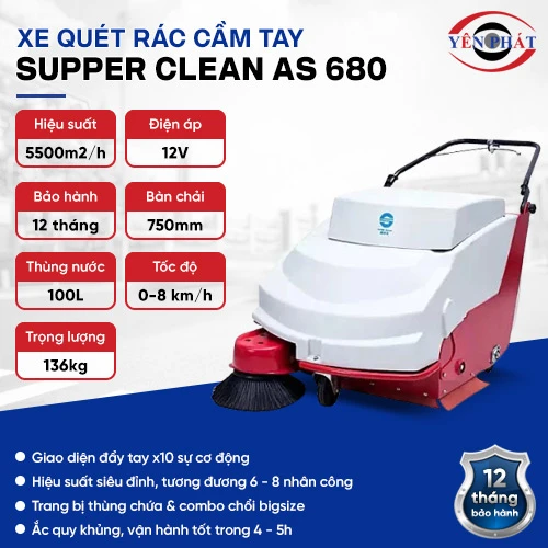 Xe quét rác đường cầm tay Supper Clean AS 680 2