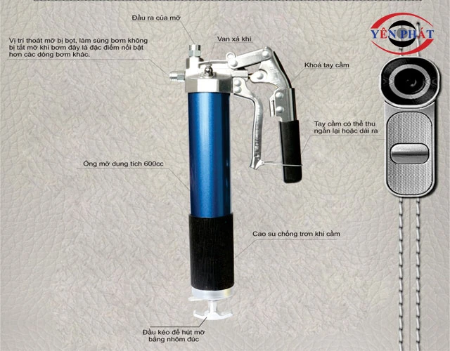 Cơ chế bơm mỡ của súng bơm mỡ tuýp