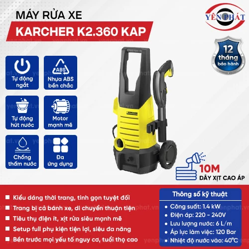 Máy xịt rửa xe Karcher K2.360 KAP 2