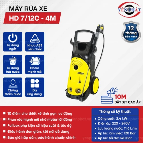 Máy bơm nước rửa xe mini HD 7/12C - 4M 2