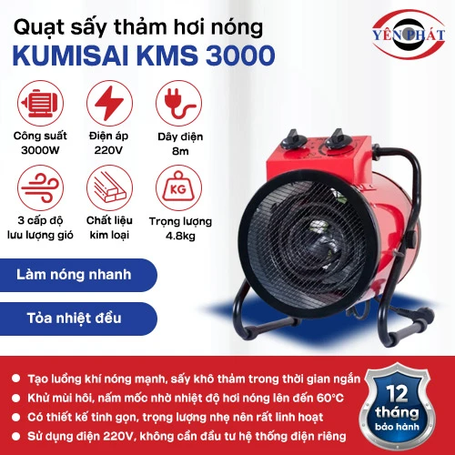 Quạt sấy thảm hơi nóng Kumisai KMS 3000 2