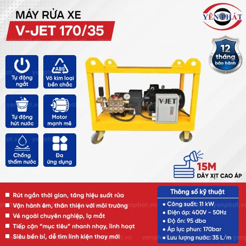 Máy xịt rửa xe cao áp chuyên dụng V-JET 170/35 2