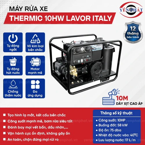 Máy bơm rửa xe áp lực cao Thermic 10HW Lavor Italy 2