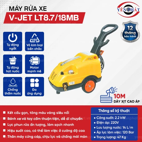 Máy bơm rửa xe ô tô áp lực cao V-JET LT8.7/18MB 2