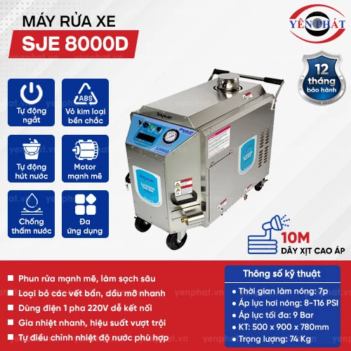 Máy rửa xe ô tô hơi nước nóng SJE 8000D 2