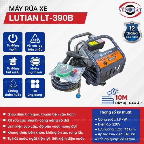 Máy bơm rửa xe ô tô cao áp Lutian LT-390B chuyên nghiệp 2