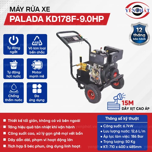 Máy phun rửa xe ô tô Palada KD178F-9.0HP 2